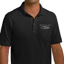 Ford Mustang with Grill Pocket Print Mens Pique Polo Shirt Ford Mustang with Grill Pocket Print Mens Pique Polo Shirt