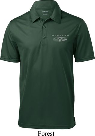 Ford Mustang with Grill Pocket Print Mens Textured Polo Shirt