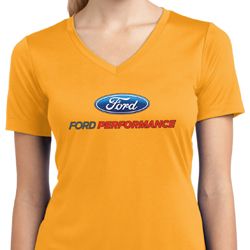 Ford Performance Parts Ladies Moisture Wicking V-neck Shirt