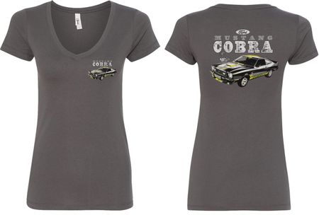 Ford Tee 1974 Cobra Profile (Front & Back) Ladies V-neck
