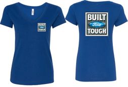 Ford Tee Built Ford Tough (Front & Back) Ladies V-neck