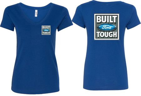 Ford Tee Built Ford Tough (Front & Back) Ladies V-neck