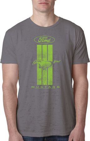Ford Tee Green Mustang Stripe Burnout Shirt