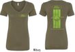 Ford Tee Green Mustang Stripe (Front & Back) Ladies V-neck