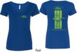 Ford Tee Green Mustang Stripe (Front & Back) Ladies V-neck