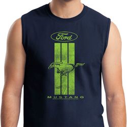Ford Tee Green Mustang Stripe Muscle Shirt Ford Tee Green Mustang Stripe Muscle Shirt