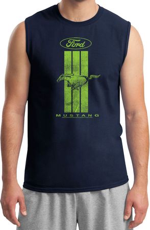Ford Tee Green Mustang Stripe Muscle Shirt