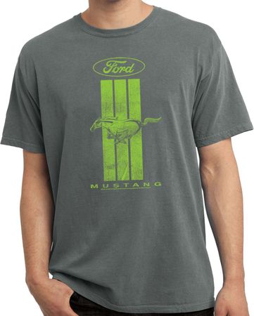 Ford Tee Green Mustang Stripe Pigment Dyed Shirt