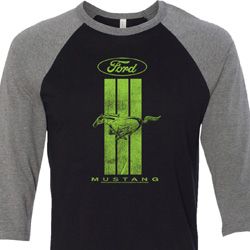 Ford Tee Green Mustang Stripe Raglan Shirt Ford Tee Green Mustang Stripe Raglan Shirt