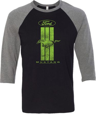 Ford Tee Green Mustang Stripe Raglan Shirt