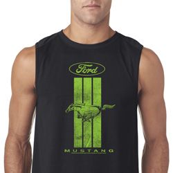 Ford Tee Green Mustang Stripe Sleeveless Shirt Ford Tee Green Mustang Stripe Sleeveless Shirt