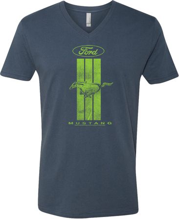 Ford Tee Green Mustang Stripe V-neck