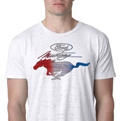 Ford Tee Mustang Red White and Blue Burnout Shirt Ford Tee Mustang Red White and Blue Burnout Shirt