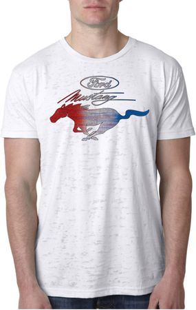 Ford Tee Mustang Red White and Blue Burnout Shirt