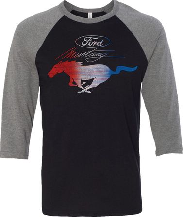 Ford Tee Mustang Red White and Blue Raglan Shirt