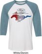 Ford Tee Mustang Red White and Blue Raglan Shirt
