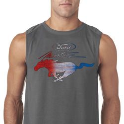 Ford Tee Mustang Red White and Blue Sleeveless Shirt Ford Tee Mustang Red White and Blue Sleeveless Shirt