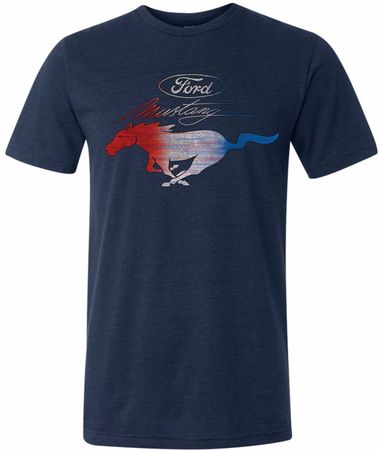 Ford Tee Mustang Red White and Blue Tri Blend Tee