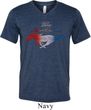 Ford Tee Mustang Red White and Blue Tri Blend V-neck