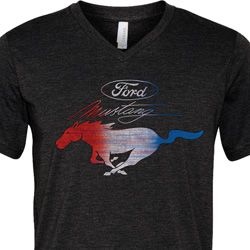 Ford Tee Mustang Red White and Blue Tri Blend V-neck Ford Tee Mustang Red White and Blue Tri Blend V-neck