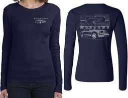 Ford Tee Mustang with Grill (Front & Back) Ladies Long Sleeve
