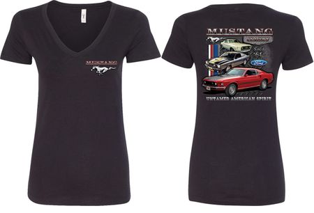 Ford Tee Mustangs Untamed (Front & Back) Ladies V-neck