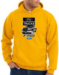 Ford Truck Hoodie Hooded Sweatshirt - F-150 Adult Gold Hoody Ford Truck Hoodie Hooded Sweatshirt - F-150 Adult Gold Hoody
