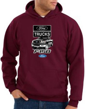 Ford Truck Hoodie Hooded Sweatshirt - F-150 Adult Maroon Hoody