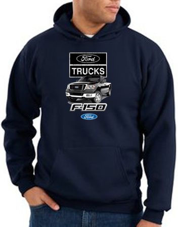 Ford Truck Hoodie Hooded Sweatshirt - F-150 Adult Navy Hoody