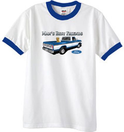 Ford Truck Man's Best Friend Classic Adult Ringer Shirt - White/Royal