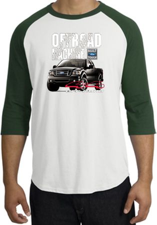 Ford Truck Raglan Shirt - F-150 4X4 Offroad Machine Adult White/Forest