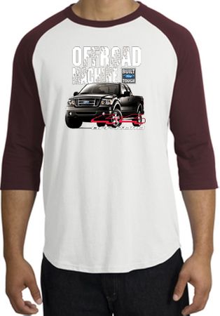 Ford Truck Raglan Shirt - F-150 4X4 Offroad Machine Adult White/Maroon