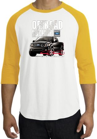 Ford Truck Raglan Shirt - F-150 4X4 Offroad Machine White/Gold T-Shirt