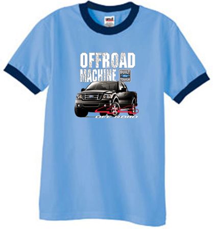 Ford Truck Ringer T-Shirt - F-150 4X4 Offroad Machine Adult Blue/Navy