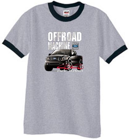 Ford Truck Ringer T-Shirt - F-150 4X4 Offroad Machine Adult Grey/Black