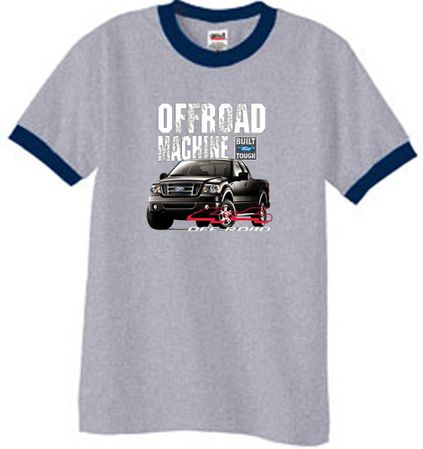Ford Truck Ringer T-Shirt - F-150 4X4 Offroad Machine Adult Grey/Navy