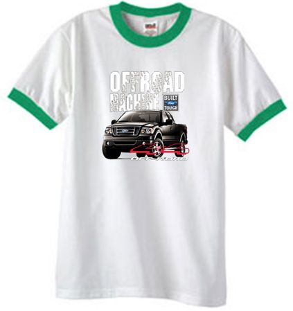 Ford Truck Ringer T-Shirt - F-150 4X4 Offroad Machine White/Green Tee