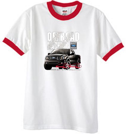 Ford Truck Ringer T-Shirt - F-150 4X4 Offroad Machine White/Red Tee