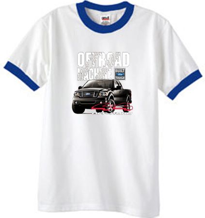 Ford Truck Ringer T-Shirt - F-150 4X4 Offroad Machine White/Royal Tee