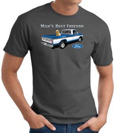 Ford Truck T-Shirt - Man's Best Friend Adult Charcoal Tee Shirt
