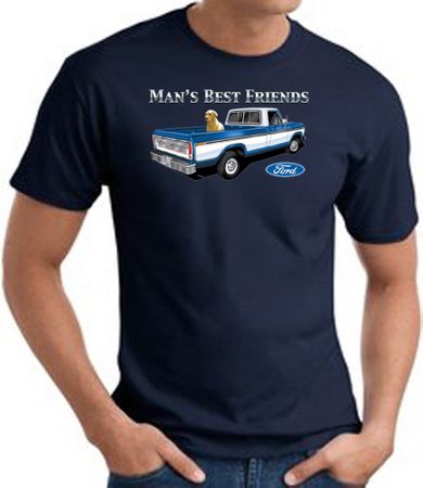 Ford Truck T-Shirt - Man's Best Friend Adult Navy Tee Shirt