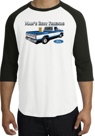 Ford Trucks Raglan Shirt - Man's Best Friend Adult White/Black T-Shirt