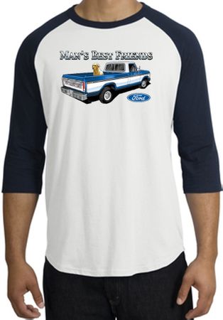 Ford Trucks Raglan Shirt - Man's Best Friend Adult White/Navy T-Shirt