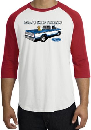 Ford Trucks Raglan Shirt - Man's Best Friend Adult White/Red T-Shirt
