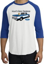 Ford Trucks Raglan Shirt - Man's Best Friend Adult White/Royal T-Shirt