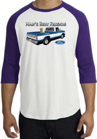 Ford Trucks Shirt Mans Best Friend Raglan Shirt White/Purple