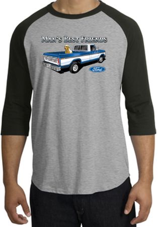 Ford Trucks Shirt Mans Best Friend Raglan Tee Heather Grey/Black