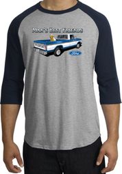 Ford Trucks Shirt Mans Best Friend Raglan Tee Heather Grey/Navy