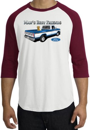 Ford Trucks Shirt Mans Best Friend Raglan Tee White/Cardinal