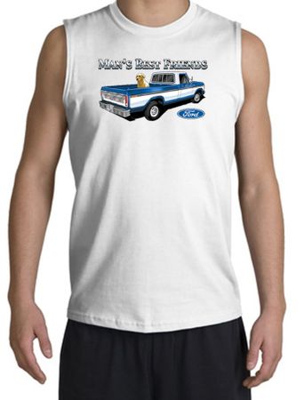Ford Trucks Shooter Shirt - Man's Best Friend Adult White Muscle Shirt
